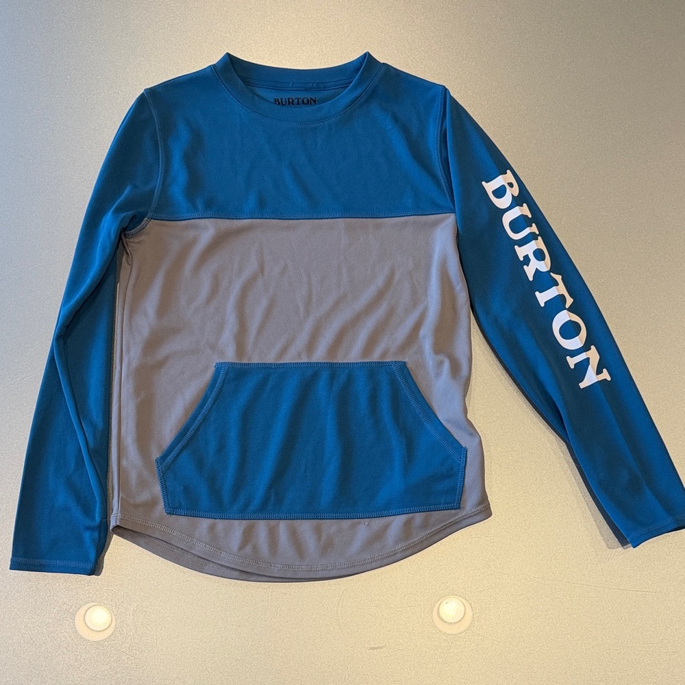 Burton Kids' Blue and Gray Long Sleeve Shirt- spurway tech crew size small